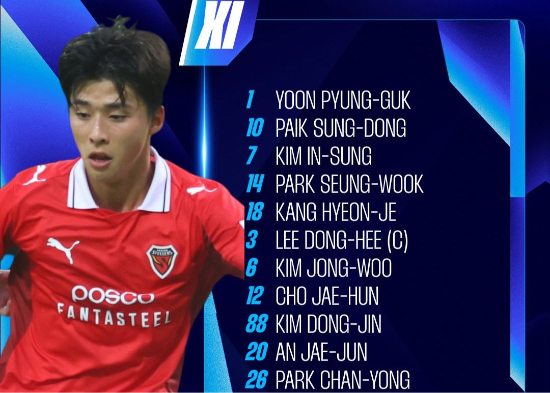 Pohang Ironman x Tampines Wanderers: Kim In-sung, Baek Seung-dong começam, Buhajir joga
