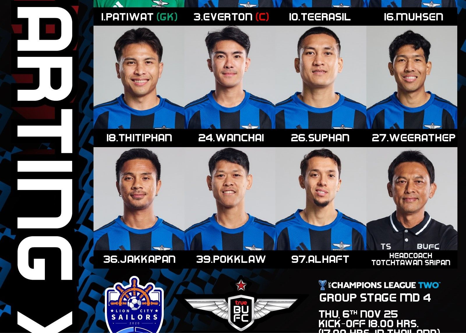 Lion City Mariners x Bangkok United: Lopez começa, Gassani e Alhaft jogam