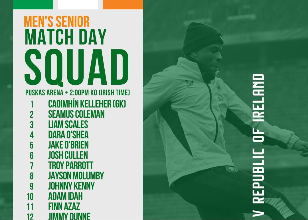Seleção da Irlanda para esta fase das eliminatórias para a Copa do Mundo: Collins, Kelleher, Azaz estão na lista